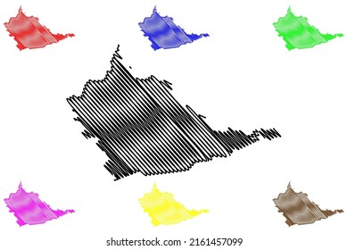 Sao Miguel das Matas municipality (Bahia state, Municipalities of Brazil, Federative Republic of Brazil) map vector illustration, scribble sketch Sao Miguel das Matas map