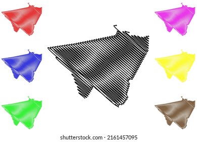 Sao Miguel dos Campos municipality (Alagoas state, Municipalities of Brazil, Federative Republic of Brazil) map vector illustration, scribble sketch Sao Miguel dos Campos map