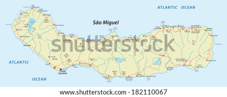 Sao Miguel Island Azores Map Stock Vector Royalty Free Shutterstock