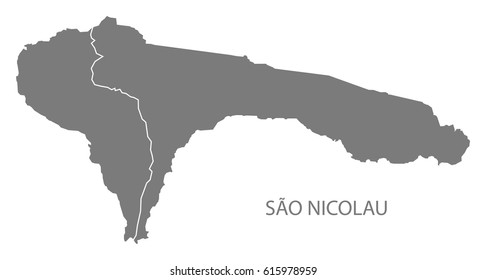 Sao Nicolau Cape Verde municipality map grey illustration silhouette