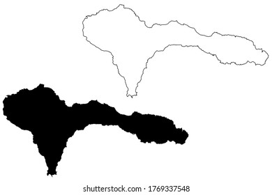 Sao Nicolau island (Republic of Cabo Verde, concelhos, Cape Verde, island, archipelago) map vector illustration, scribble sketch Sao Nicolau map