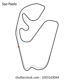 Sao Paolo grand prix race track. circuit for motorsport and autosport. Vector illustration.