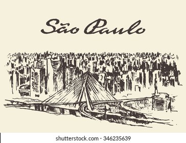 Sao Paolo Skyline, Vector Illustration, Hand Drawn, Sketch