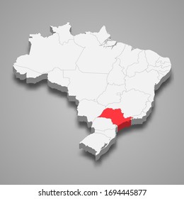 Sao Paolo state location within Brazil 3d map