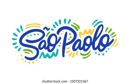 Sao Paolo, text design. Vector calligraphy. Typography poster. Usable as background.