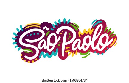 Sao Paolo, Text Design. Vector Calligraphy. Typography Poster. Usable As Background.