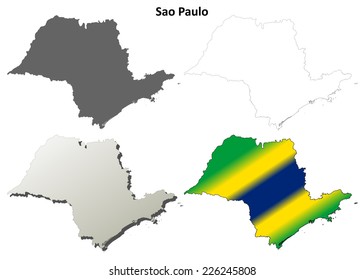 Sao Paulo blank outline map set