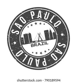 Sao Paulo Brazil America Big World Cities Stamp Logo Icon Symbol Design Skyline City