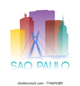 Sao Paulo Brazil America Icon Silhouette Gradient Design City Vector Art 