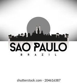 Sao Paulo Brazil, Black Skyline Design, vector illustration.