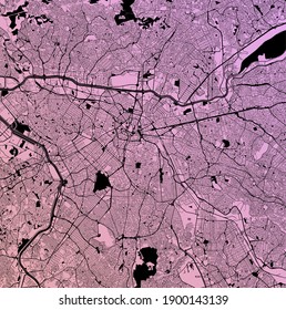 Sao Paulo, São Paulo, Brazil (BRA) - Urban vector megacity map with parks, rail and roads, highways, minimalist town plan design poster, city center, downtown, transit network, gradient blueprint