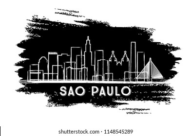 Sao Paulo Brazil City Skyline Silhouette. Hand Drawn Sketch. Vector Illustration. Business Travel and Tourism Concept with Historic Architecture. Sao Paulo Cityscape with Landmarks.