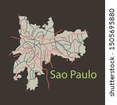 Sao Paulo, Brazil, flat map isolated on background. High detailed silhouette illustration.