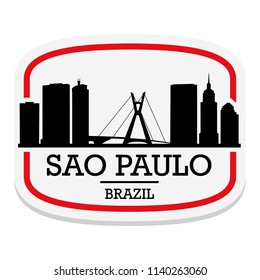 Sao Paulo Brazil Label Stamp Icon Skyline City Design Tourism.