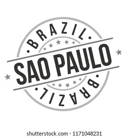 Sao Paulo Brazil Quality Original Stamp Design Vector Art Tourism Souvenir Round