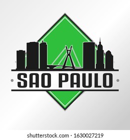 Sao Paulo Brazil Skyline Logo. Adventure Landscape Design. Vector Illustration Cut File.