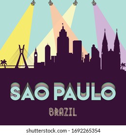 Sao Paulo Brazil skyline silhouette flat design vector illustration