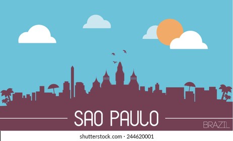 Sao Paulo Brazil skyline silhouette flat design vector illustration