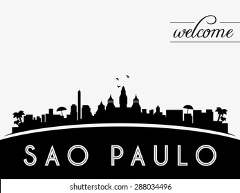 Sao Paulo Brazil skyline silhouette black vector design on white background.