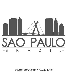 Sao Paulo Brazil. Skyline Silhouette Design City Vector Art. Logo Landmark.