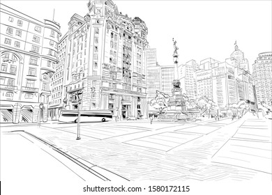 Sao paulo. Brazil. South America. Hand drawn city sketch. Vector illustration.