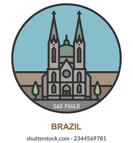 Sao Paulo. Cities and towns in Brazil. Flat landmark