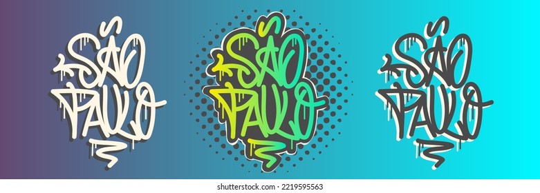 Sao Paulo City Graffiti Tagging Lettering Vector Illustration