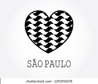 Sao Paulo city heart shape vector. I love Sao Paulo illustration. 