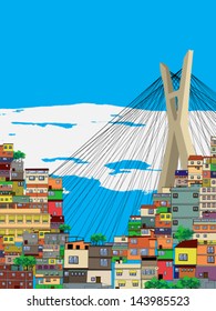 Sao Paulo city landscape, cartoon illustration