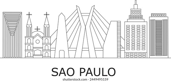 Sao Paulo City Line Draw Free Vector