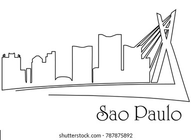 Sao Paulo city one line drawing background