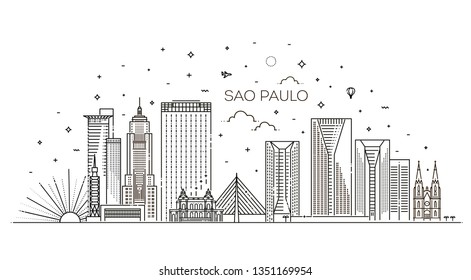 Sao Paulo city skyline vector background