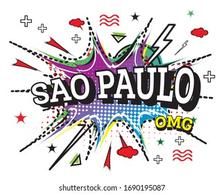 Sao Paulo Comic Text in Pop Art Style Isolated on White Background. Vector Illustration.