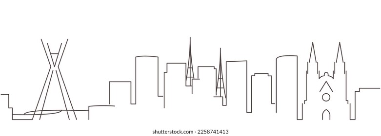 Sao Paulo Dark Line Simple Minimalist Skyline With White Background