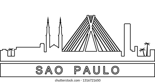 Sao Paulo detailed skyline icon. Element of Cities for mobile concept and web apps icon. Thin line icon for website design and development, app development