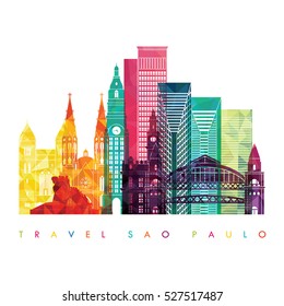 Sao Paulo detailed skyline. Travel and tourism background. Vector illustration