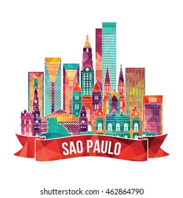 Esquina detallada de Sao Paulo. Ilustración del vector