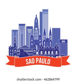 Esquina detallada de Sao Paulo. Ilustración del vector