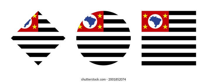 sao paulo flag icon set isolated on white background

