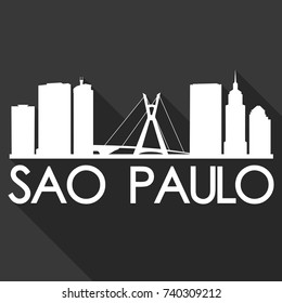 Sao Paulo Flat Icon Skyline Silhouette Design City Vector Art Famous Buildings