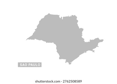 Sao Paulo map - Minimal Flat Vector Illustration in Black and Gray, Isolated on White Background, Ideal for Infographics, Educational Use, Reports, and Presentations.