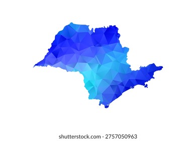 Sao Paulo map - Polygon Style Vector Illustration in Blue Gradient, Low Poly Geometric Design, Isolated on White Background, Perfect for Infographics, Education, and Modern Presentations.