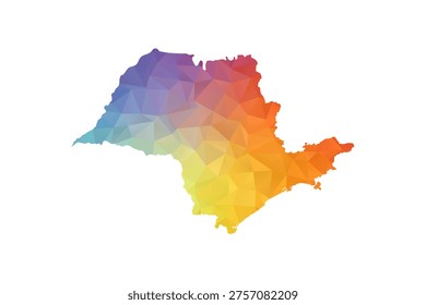Sao Paulo Map - Polygon Style Vector Illustration in Rainbow Gradient, Low Poly Multicolor Geometric Design, Isolated on White Background, Suitable for Reports, and Creative Projects.