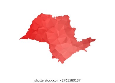 Sao Paulo Map - Polygon Style Vector Illustration in Red Gradient, Low Poly Geometric Design, Isolated on White Background, Perfect for Infographics, Reports, and Educational Materials.