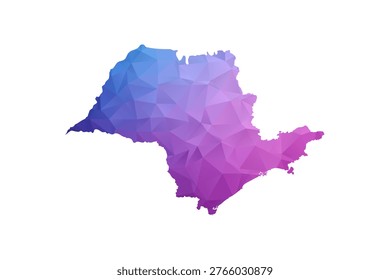 Sao Paulo Map - Polygon Style Vector Illustration in Blue and Purple Gradient, Low Poly Geometric Design, Isolated on White Background, Ideal for Infographics and Learning Materials.