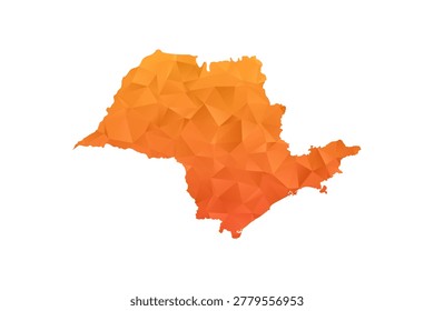 Sao Paulo Map - Polygon Style Vector Illustration in Orange Gradient, Low Poly Geometric Design, Isolated on White Background for Infographics and Education.