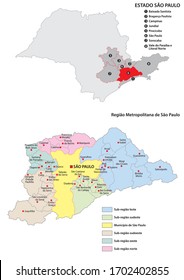 Sao Paulo metropolitan area administrative vector map