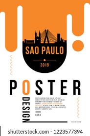 Sao Paulo Modern Poster Design with Vector Linear Skyline