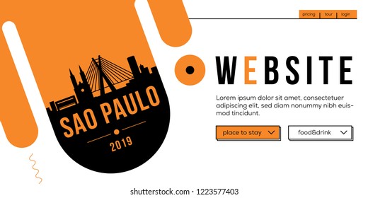 Sao Paulo Modern Web Banner Design with Vector Linear Skyline