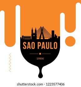 Sao Paulo Modern Web Banner Design with Vector Linear Skyline